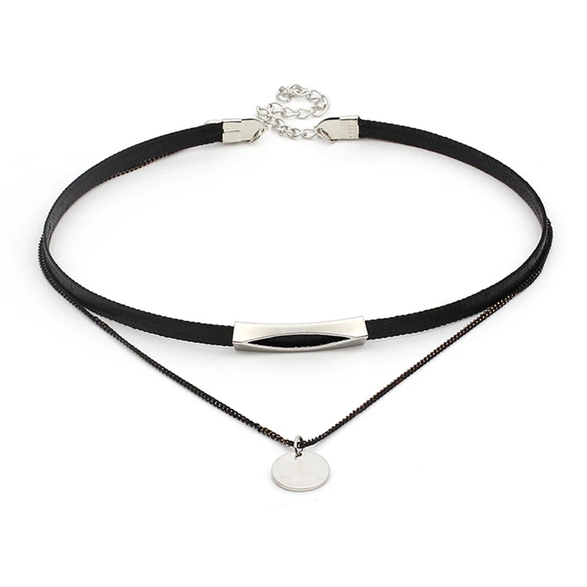 Simple Gold Coin Layered Choker Necklace For Women Multi Layer Black Chocker Necklaces collar collier femme colar bijoux | Украшения и