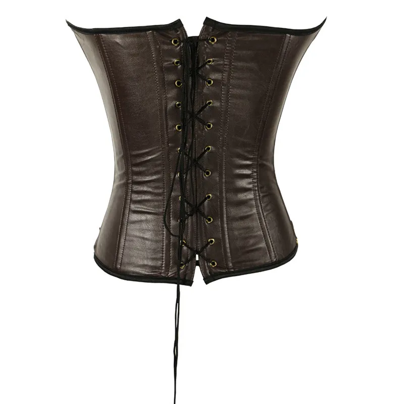 Женский кожаный корсет в стиле стимпанк со шнуровкой сзади платье доминатрикс