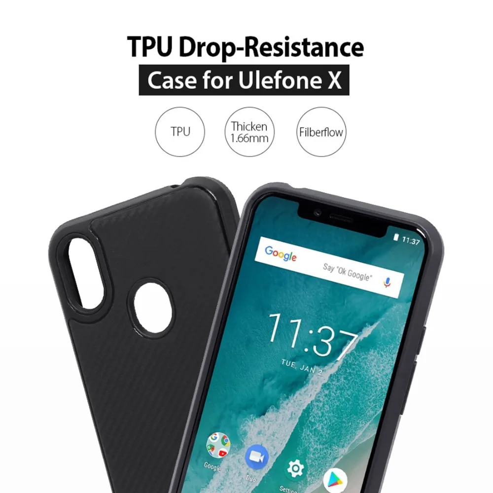 Защитный кожаный чехол из ТПУ с тканевой текстурой для Ulefone X пылезащитный