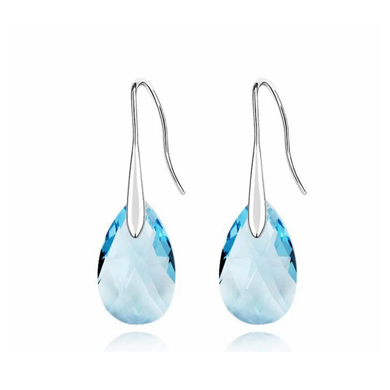 Висячие серьги в форме капли воды украшенными кристаллами от сваровски для