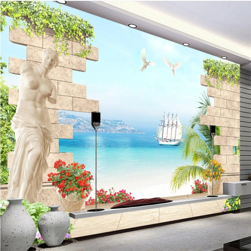 Красивые красивые 3D обои beibehang в европейском стиле гладкая Парусная скульптура
