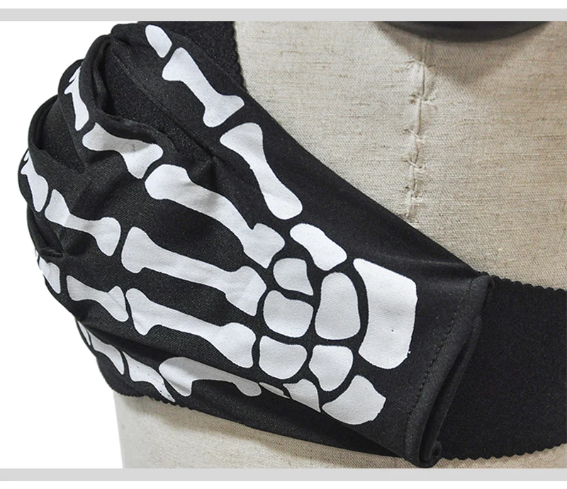 Black With White Skeleton Hands Pattern Punk Gothic Bras For Women Push Up Bra Sexy Bralette Top Brassiere Femme Nightclub Wear