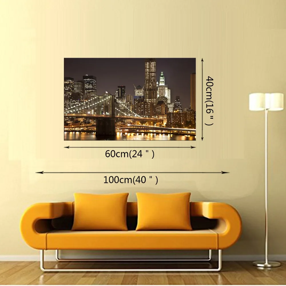 1 панель Бесплатная доставка Мост ночной вид современный пейзаж Искусство Холст