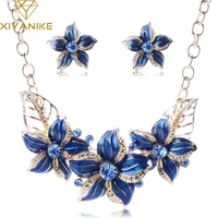 austrian crystal enamel flower jewelry sets women african costume jewelry maxi necklace earring set xy n404