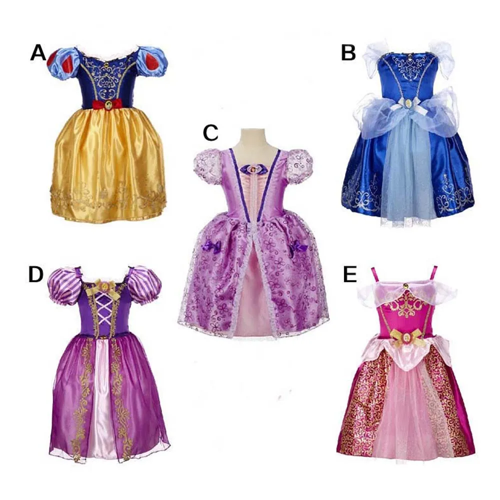 Sofia Cinderella Rapunzel Belle Snow White Girl Kid Short Sleeve Princess Dress Up Teenage Halloween Party Cosplay Costume | Детская