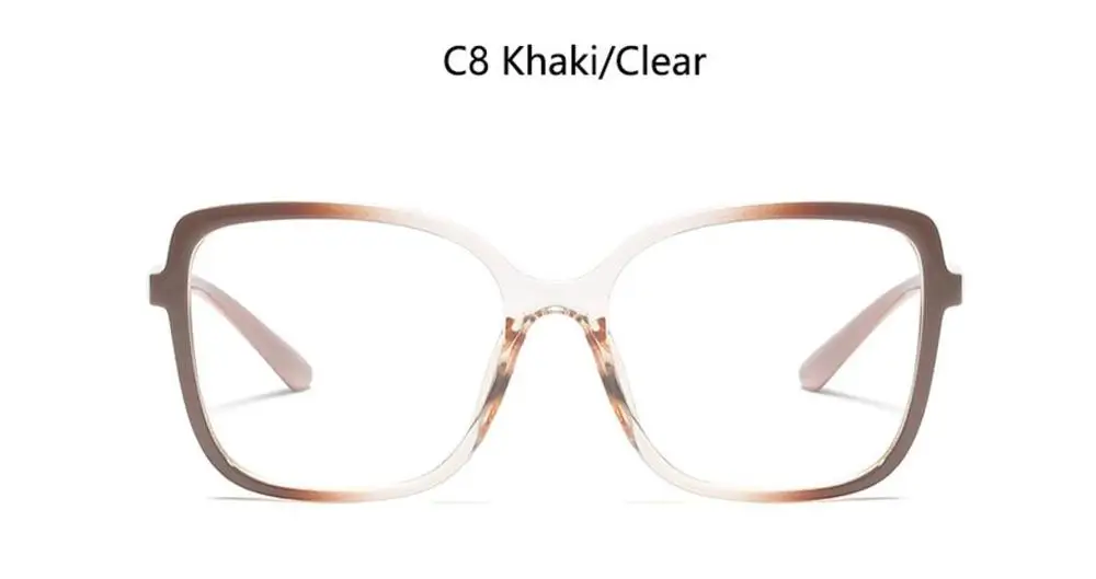 c8 khaki clear Ультра-светильник, оправа, модные квадратные очки для чтения, оптические очки, оправа, трендовые Брендовые очки для женщин, ретро красные очки - Цвет оправы: c8 khaki clear