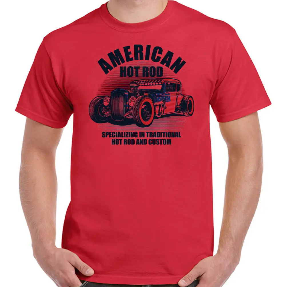 Американский Hot Rod Мужская футболка Классический США газ на заказ автомобиль