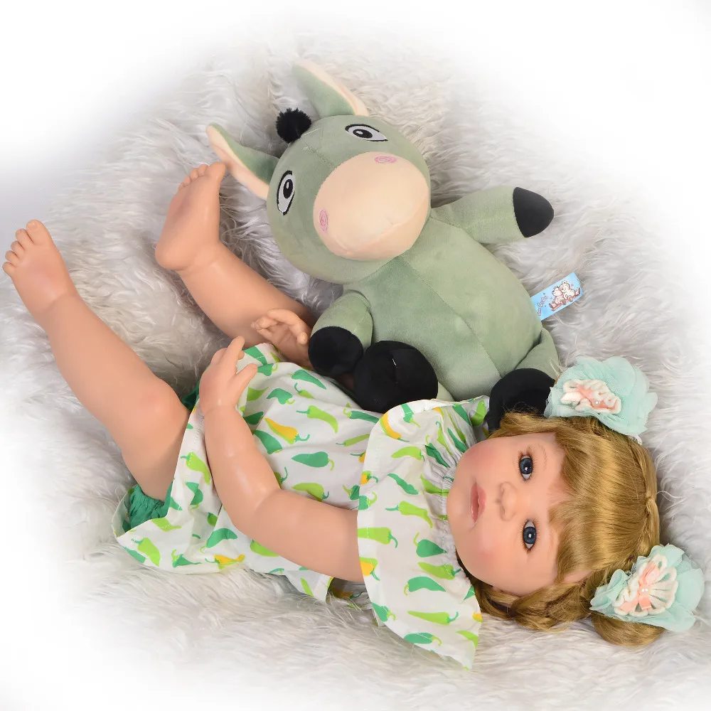 55 см полное Силиконовое боди Reborn Baby Doll игра-Лепка bebe новорожденная принцесса