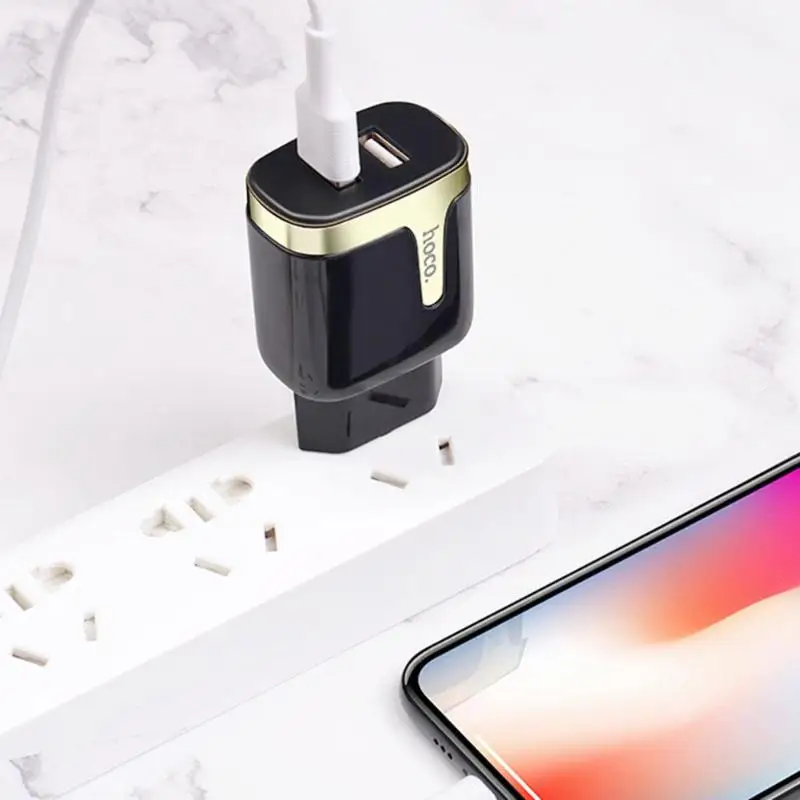 HOCO C64A двойной USB ЕС зарядное устройство Вилка Путешествия стены зарядки адаптер для телефона