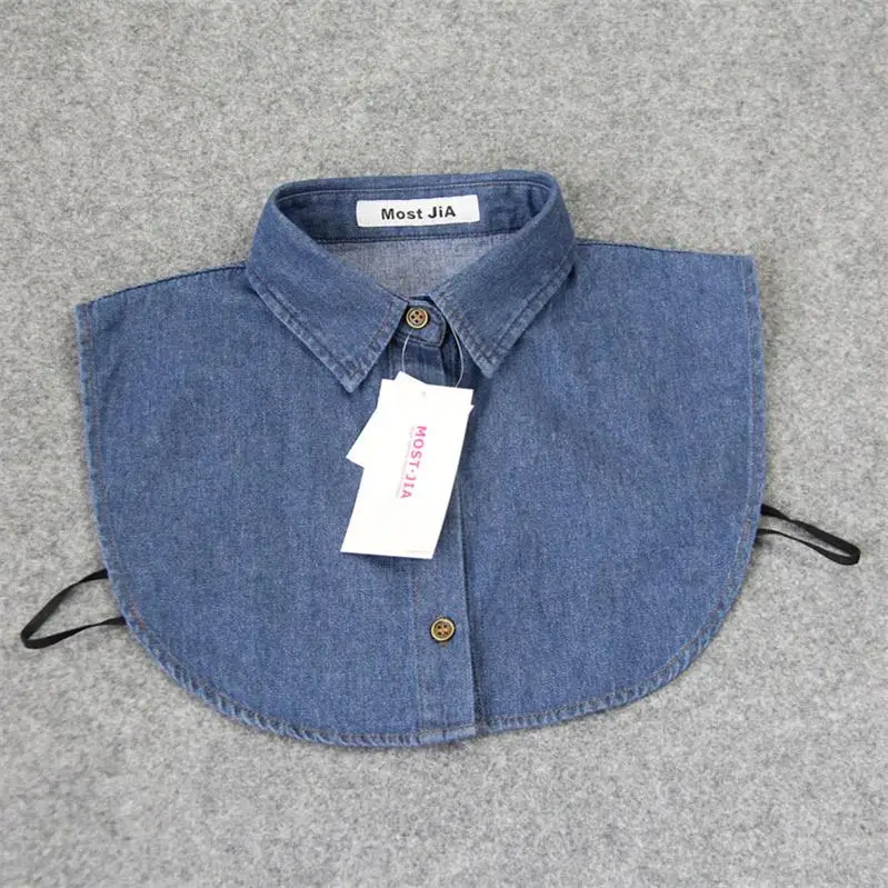 Джинсовый съемный воротник для мужчин и женщин имитационный синие классические