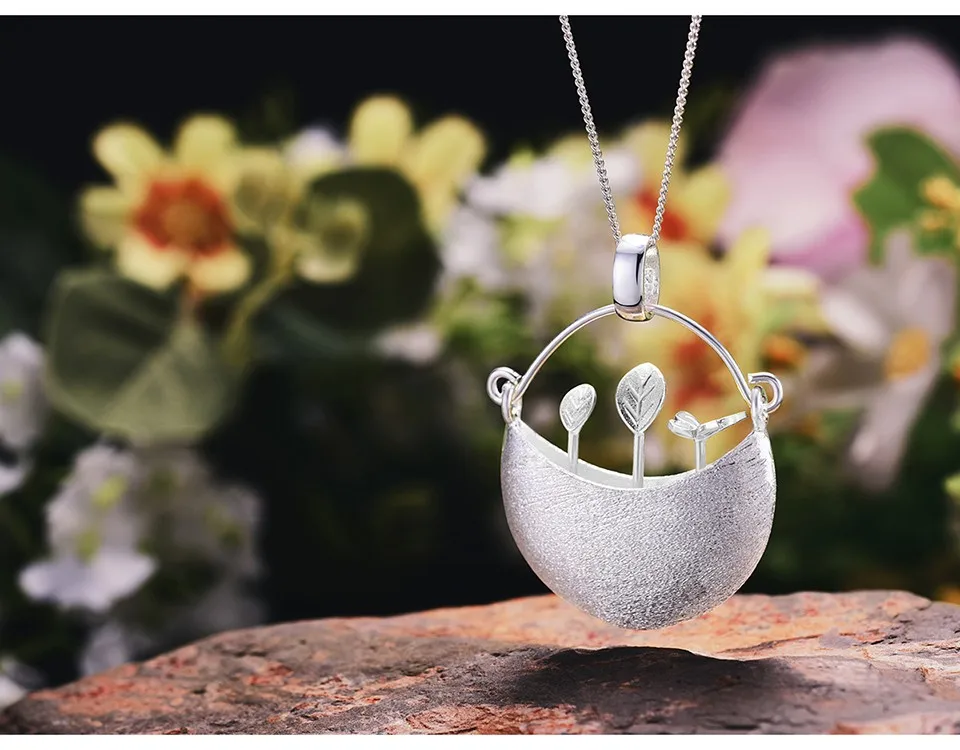 Lotus Fun Moment реальные 925 серебро ручной работы Модные украшения мой маленький сад Дизайн кулон без Цепочки и ожерелья для Для женщин