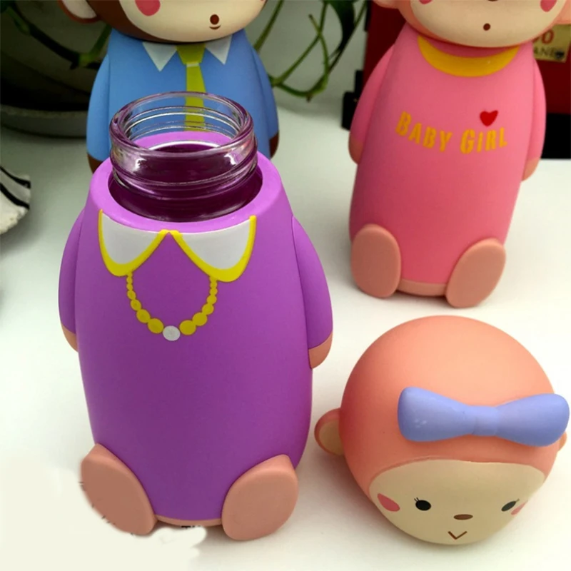 Милые 3D обезьяна Стиль Стекло бутылка для воды детей мультфильм герметичные мой