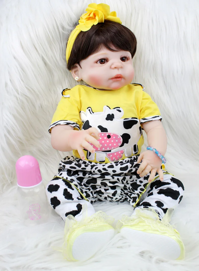 

55cm Full Silicone Reborn Baby Girl Doll Realistic 22" Vinyl Newborn Bebe Toddler Girl Toy Waterproof Body Lovely Birthday Gift