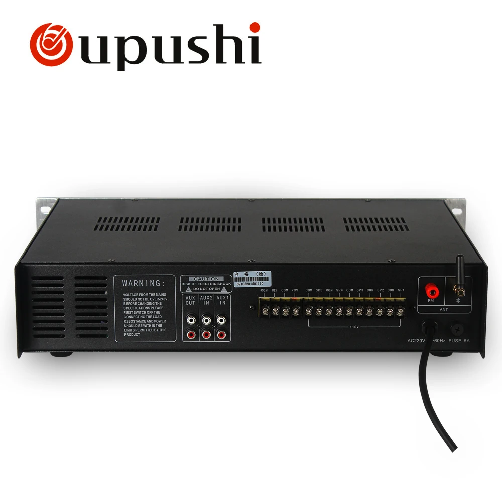 Oupushi профессиональный Bluetooth backround музыка 70/100 V PA Усилитель 5 зон 60 Вт, 120 Вт, 240 Вт MP3 музыкальный плеер с USB, sd-картой