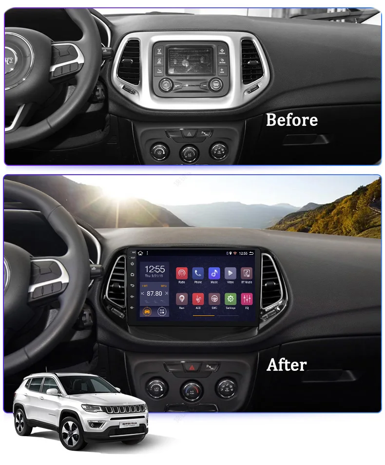 2G ram 32G rom 9 дюймов Android 8,1 для Jeep Compass автомобильный gps навигация Радио Аудио мультимедийная система