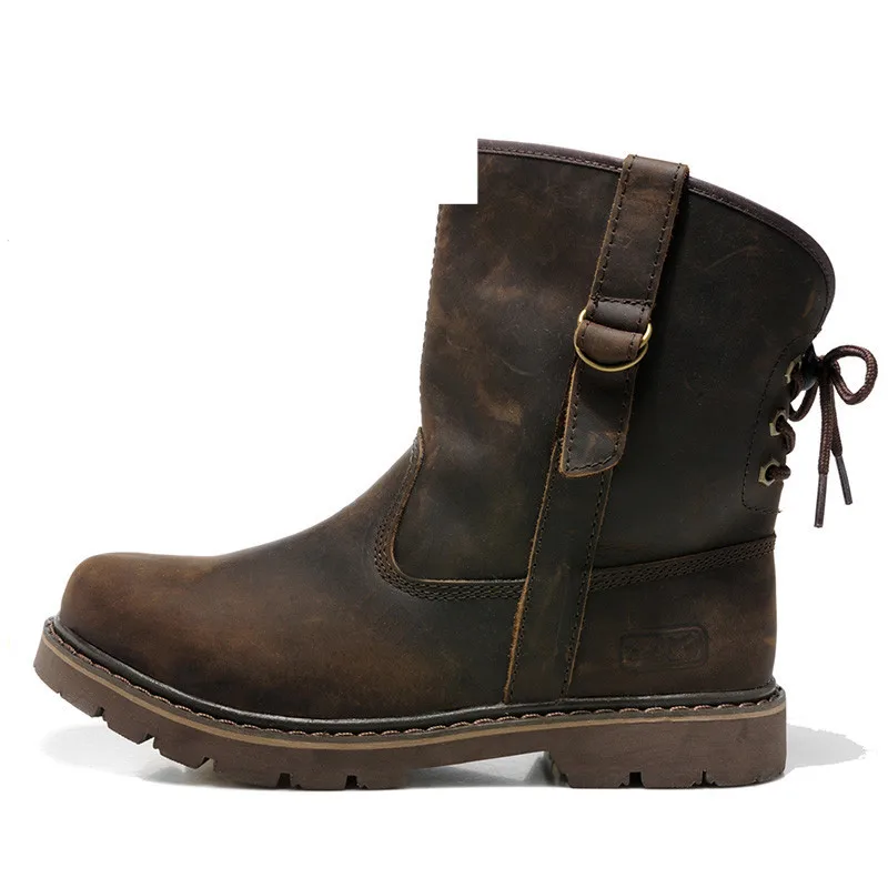 39-44 мужские ботинки винтажные зимние из натуральной кожи коричневые наивысшего