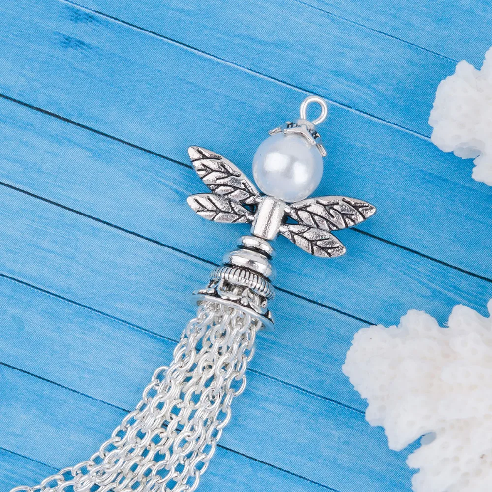 1 шт. акриловые подвески в виде крыла ангела 86 х23 мм|silver tassel|silver colorpearl pearls |