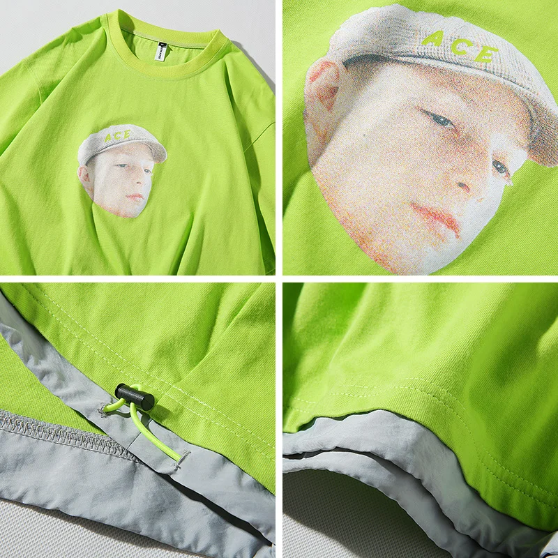 Флуо неоновый зеленый оранжевый поддельные два шт цветной блок Лоскутная