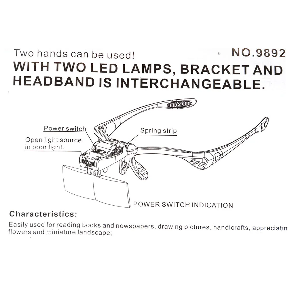Повязка увеличительное Стекло глаз Лупа для ремонтных работ с налобным