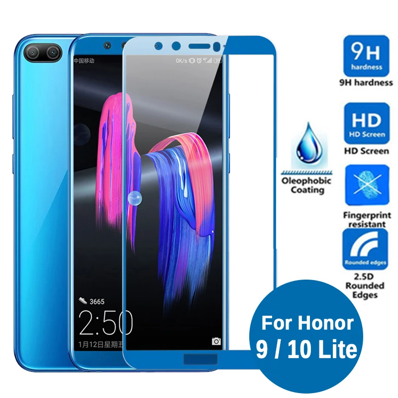 9H стекло для Huawei Honor 9 10 Lite Защитная пленка экрана на honer Полное покрытие