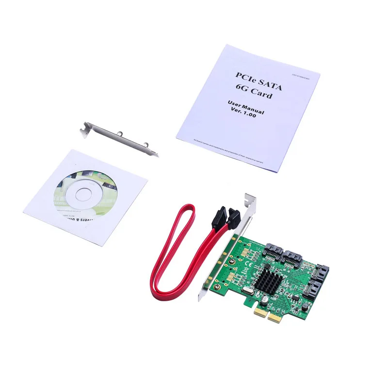 Плата расширения H1111Z PCI-E SATA Card PCIE 3 III 4-портовая PCI-e версия 2 слот x2 контроллер с