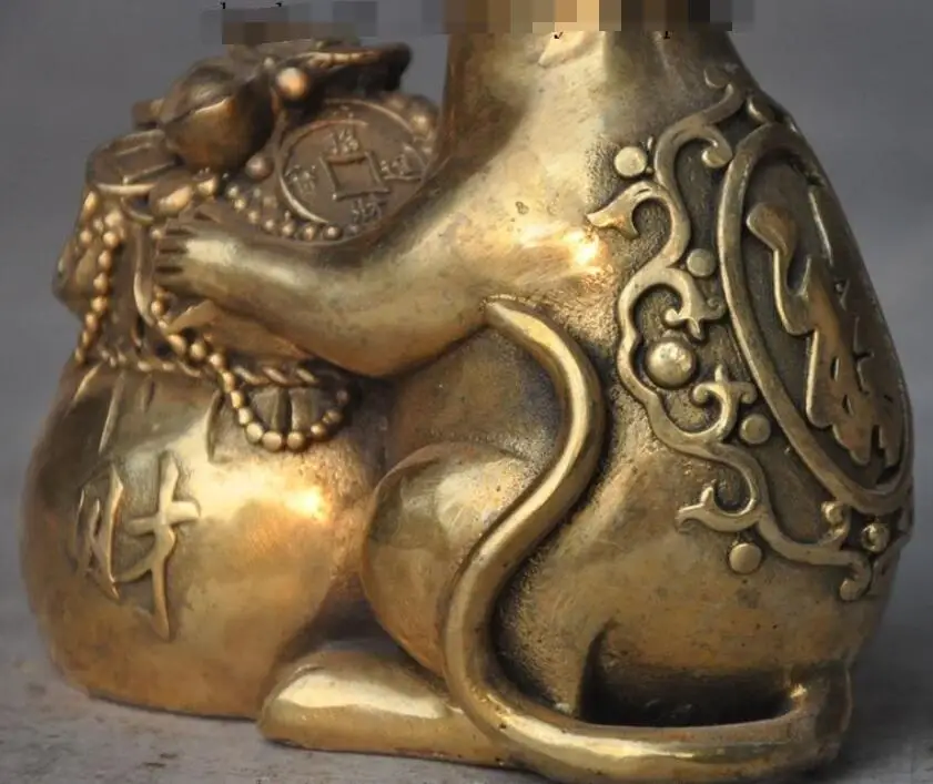 Китайский латунный по феншуй Богатство yuanbao деньги прекрасный мышь из зодиака