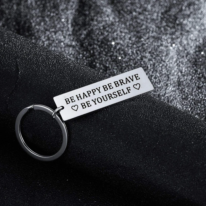Брелок из нержавеющей стали с выгравированной надписью Be Happy Brave Yourself|Брелоки| |