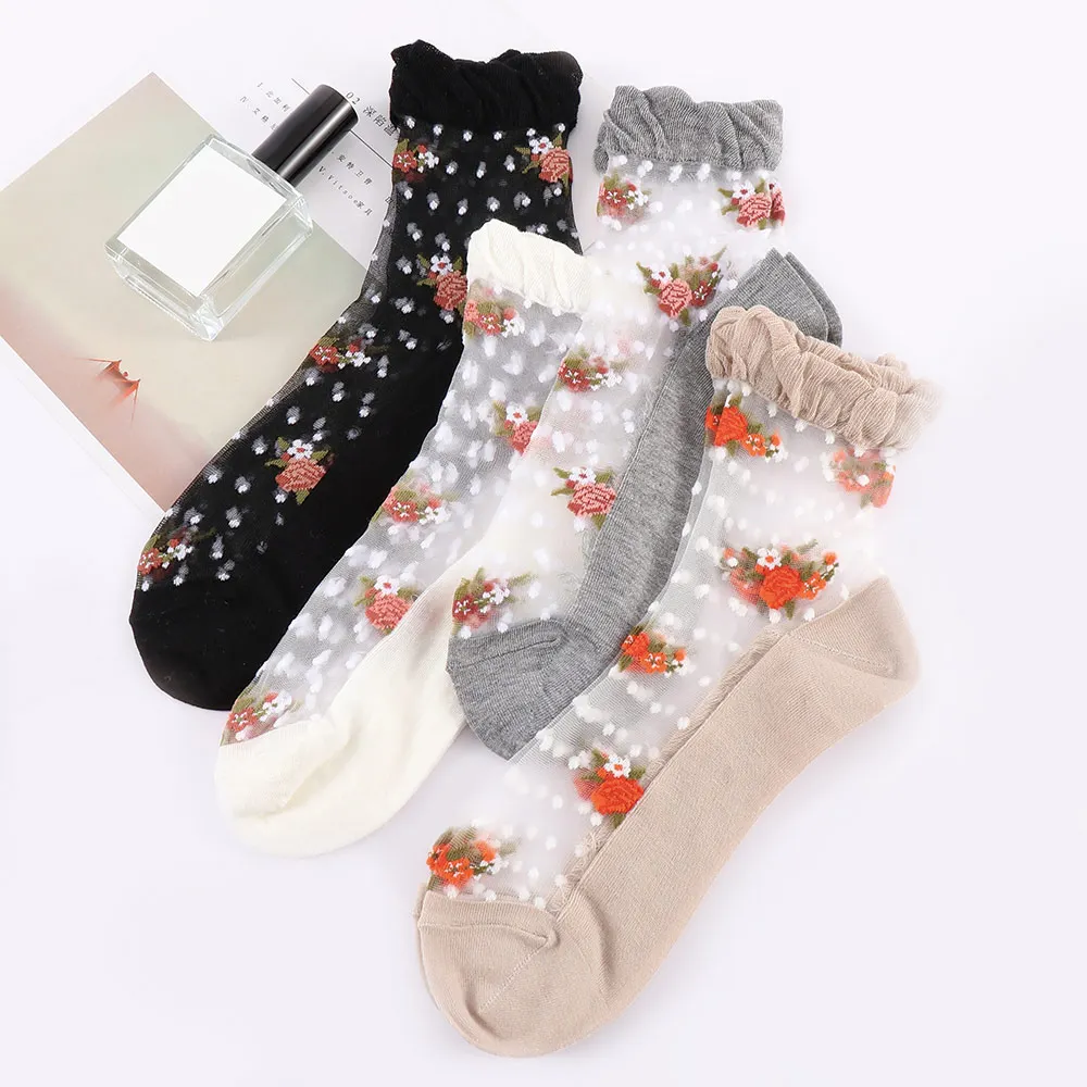 Лидер продаж 1 пара ультракружевные тонкие носки женские летние эластичные