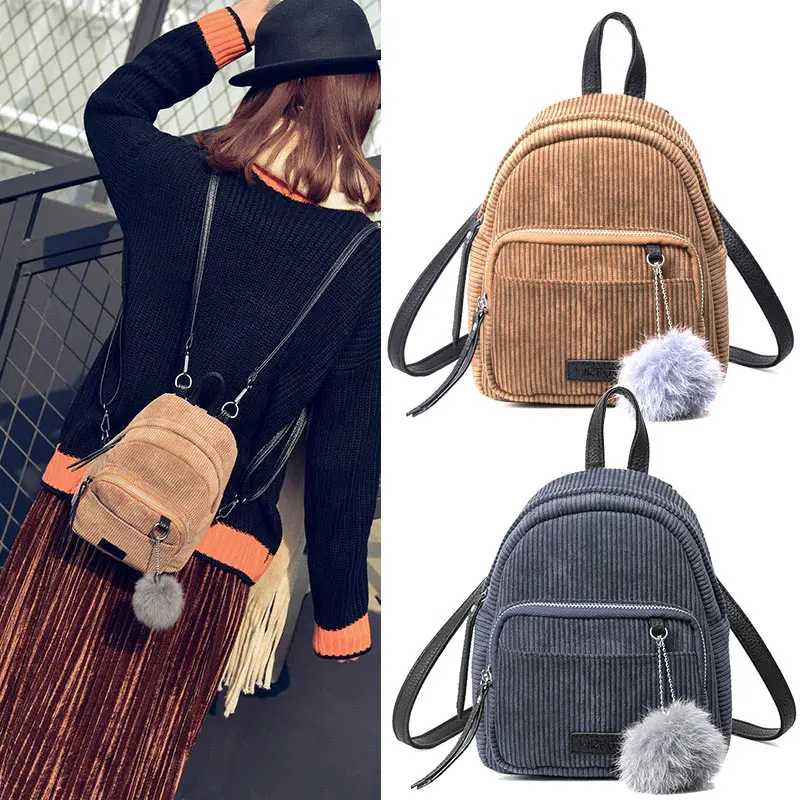 Newly New Fashion Corduroy Stripe WomenBackpack Girs Shcool Bag for College Students Shoulder Preppy Backpack Rucksacks Travel | Багаж и