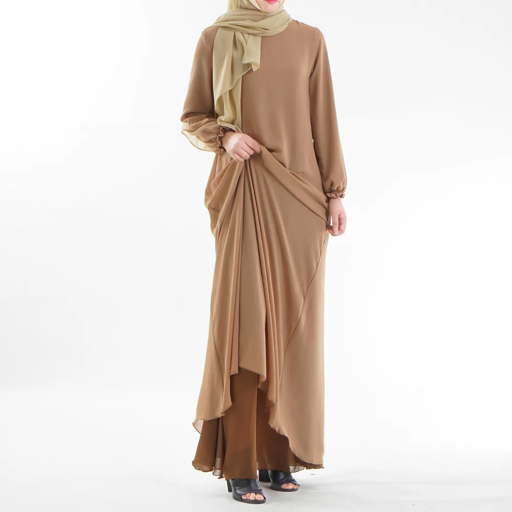 Мусульманский взрослый может носить с обеих сторон, имитация двух частей, Модное шифоновое мусульманское раннее музыкальное платье, молитв...
