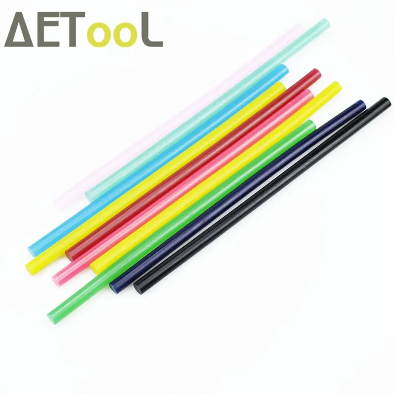 AETool 10 шт. цветные клеевые палочки 7x180 мм DIY для электрического клеевого пистолета, аксессуары для ручного ремонта, клеевые палочки