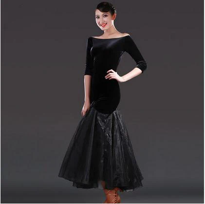 Новинка костюмы для бальных танцев сексуальные бархатные с половинными рукавами