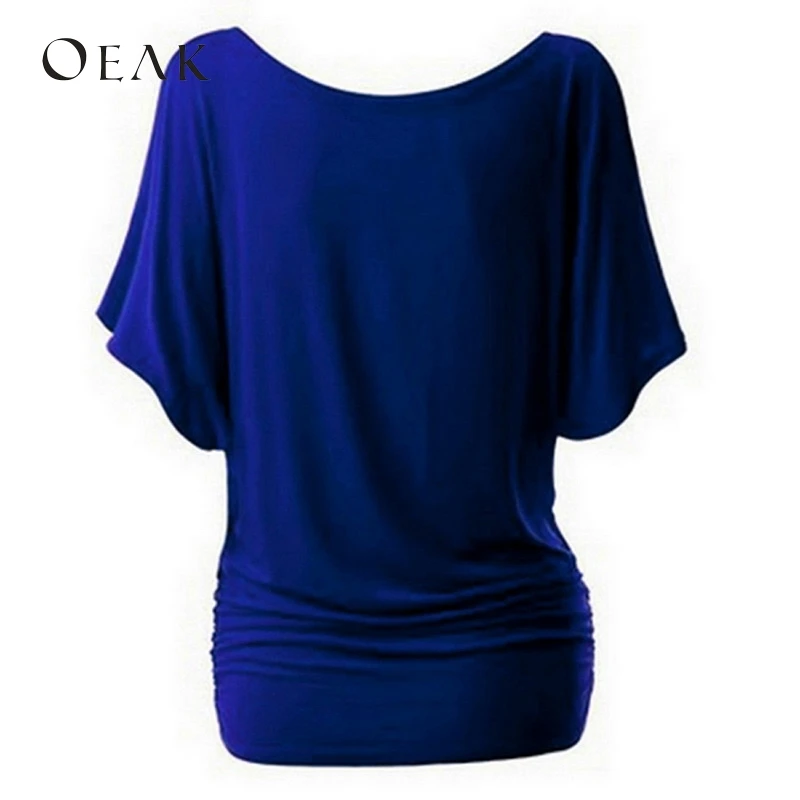 OEAK 5XL Women Casual Summer T-Shirt Batwing Short Sleeve Loose Top Basic Tee Female Plus Size camisas mujer | Женская одежда