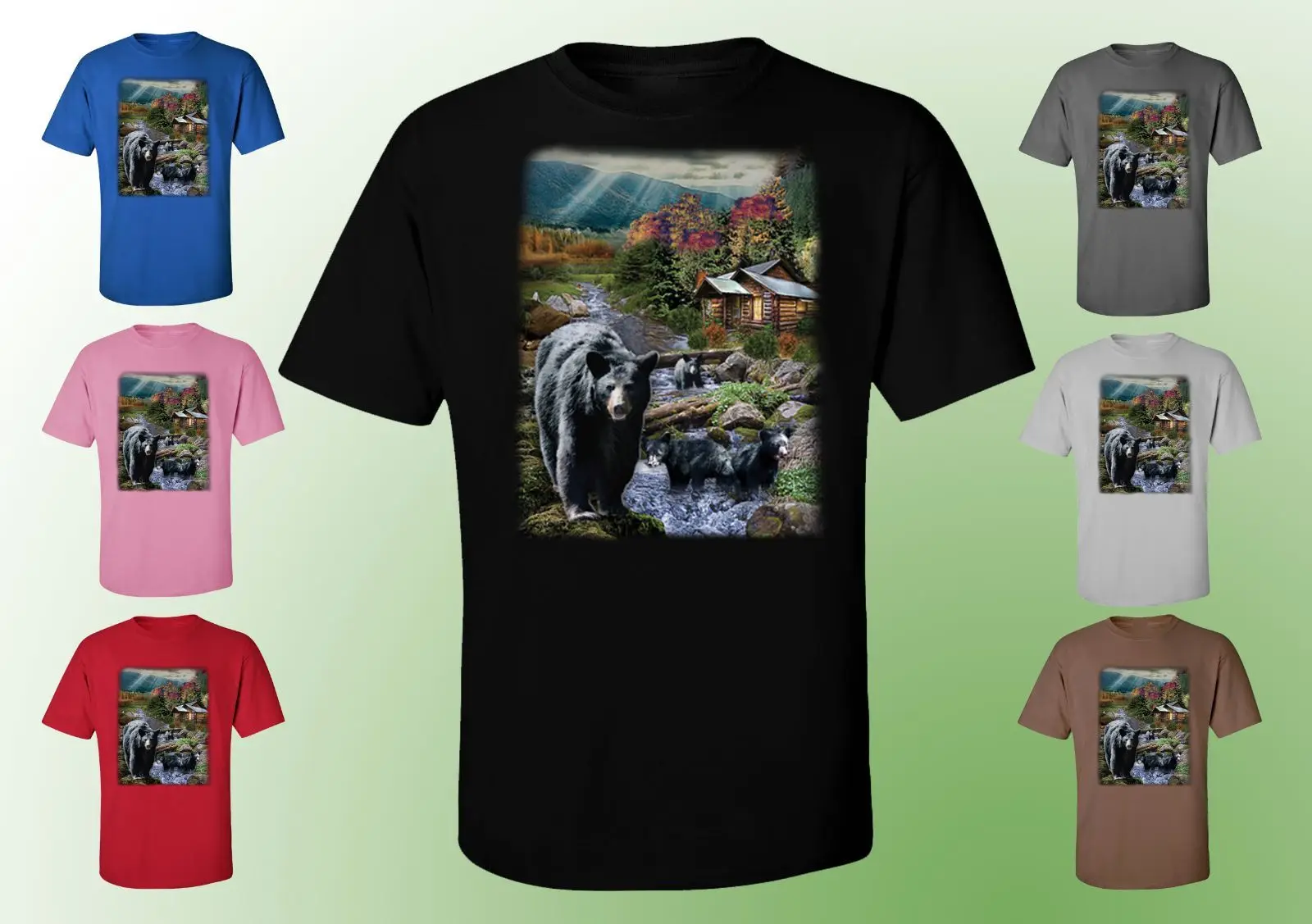 Big Bear футболка унисекс-черные футболки медведь лесное озеро дома прохладно