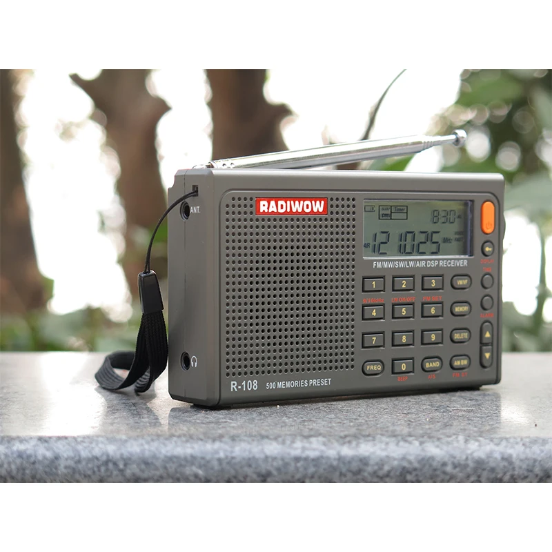 Radiwow R-108 цифровой портативный Радио Стерео FM/LW/SW/MW/AIR/DSP с ЖК-дисплеем/высококачественной функцией звуковой сигнализации для внутреннего и наружного использования