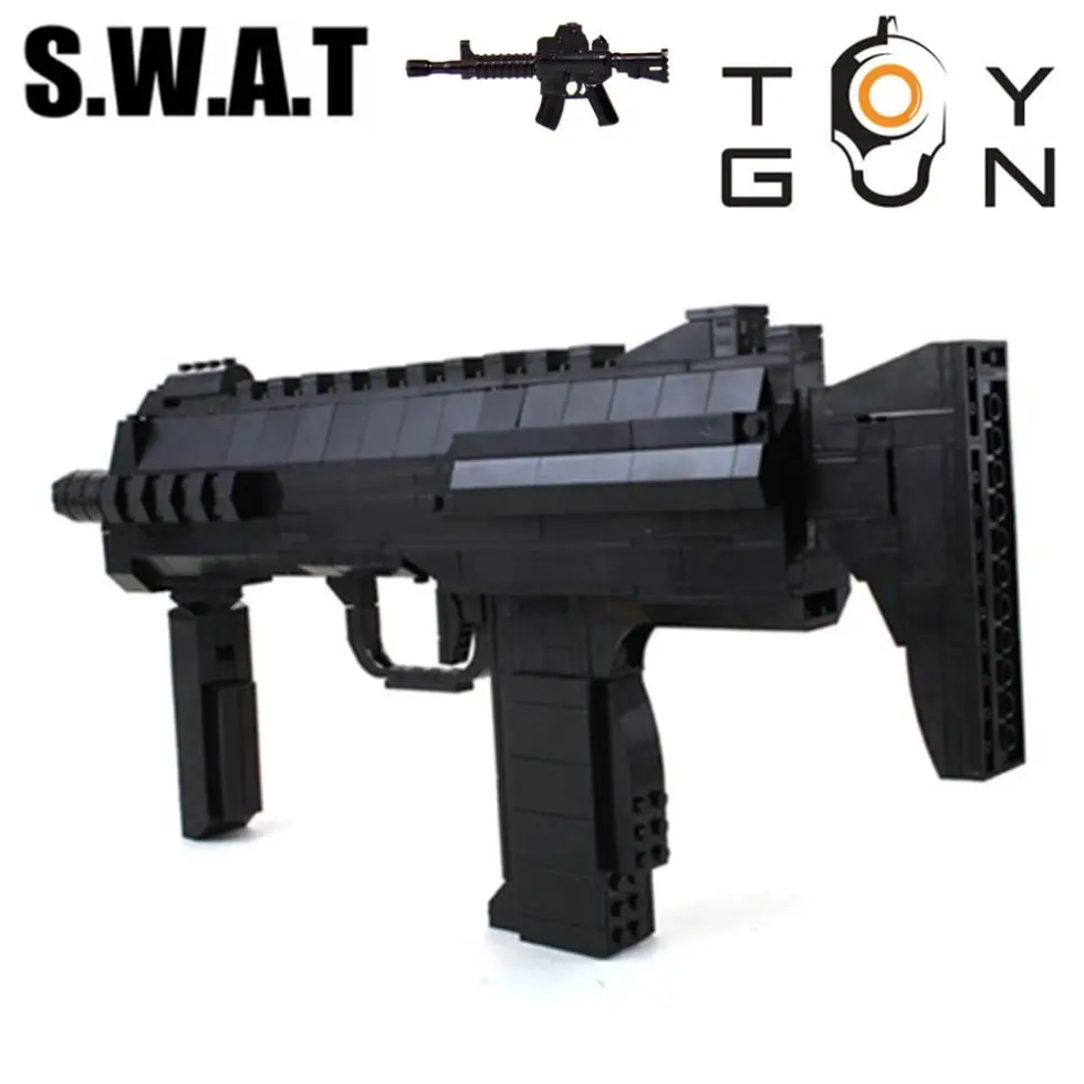 AUSINI 508 шт MP7 Submachine Штурмовое оружие SWAT Arms Модель 1:1 3D DIY строительные блоки кирпичи