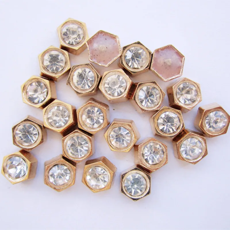 100 шт. заклепки горячей фиксации шпильки шестигранные алмазные 8 мм золотые