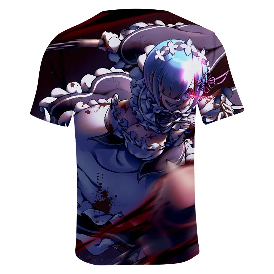 Футболка Re Zero для мужчин и женщин Детская футболка аниме одежда милый топ девочек