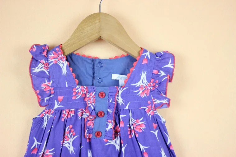 Летняя хлопковая футболка для девочек с цветочным принтом и воланом | Мать