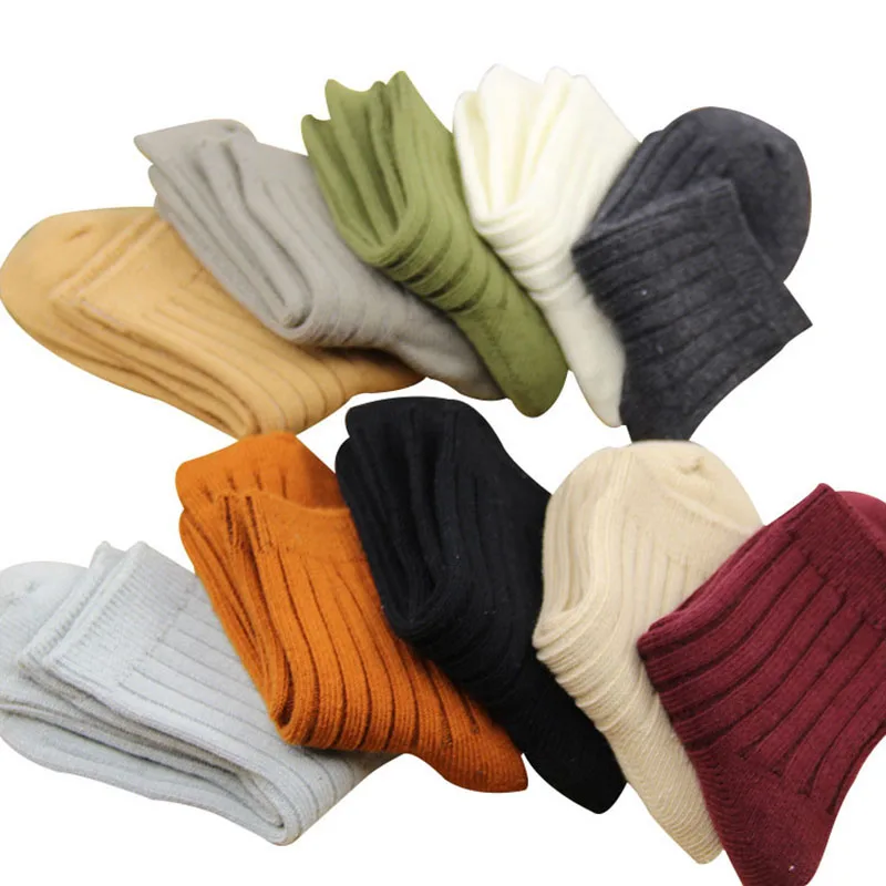 5 пар женские носки корейские модели Осень-зима полосатые толстые хлопковые