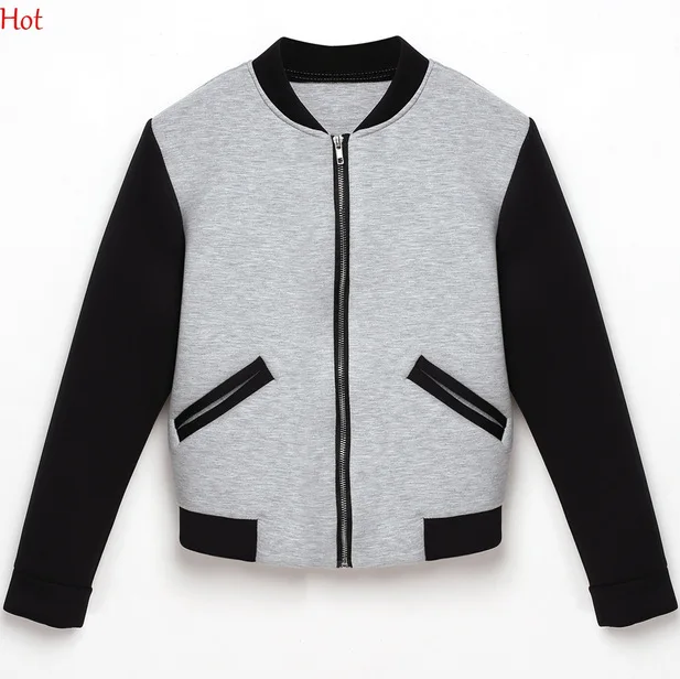 2018 зима осень Для женщин куртка Бейсбол лоскутное молнии свободные женские
