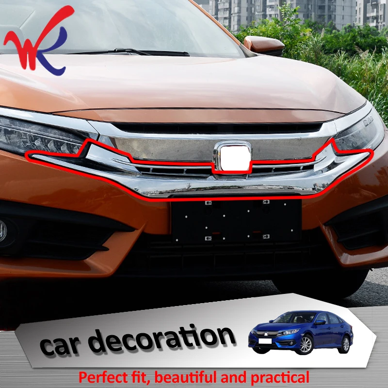 Хромированная накладка на переднюю решетку радиатора из АБС пластика для HONDA Civic
