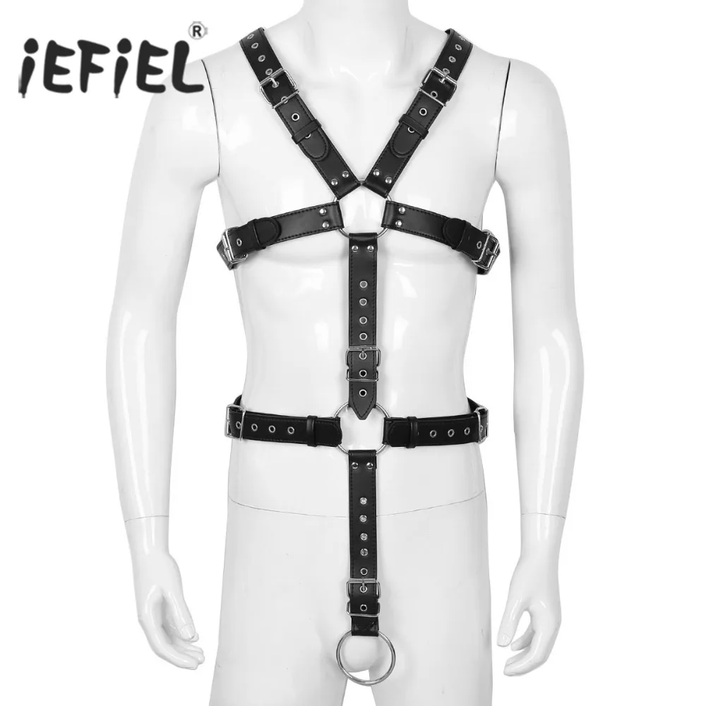 IEFiEL/платье из искусственной кожи бондаж для мужские Клубная одежда полный