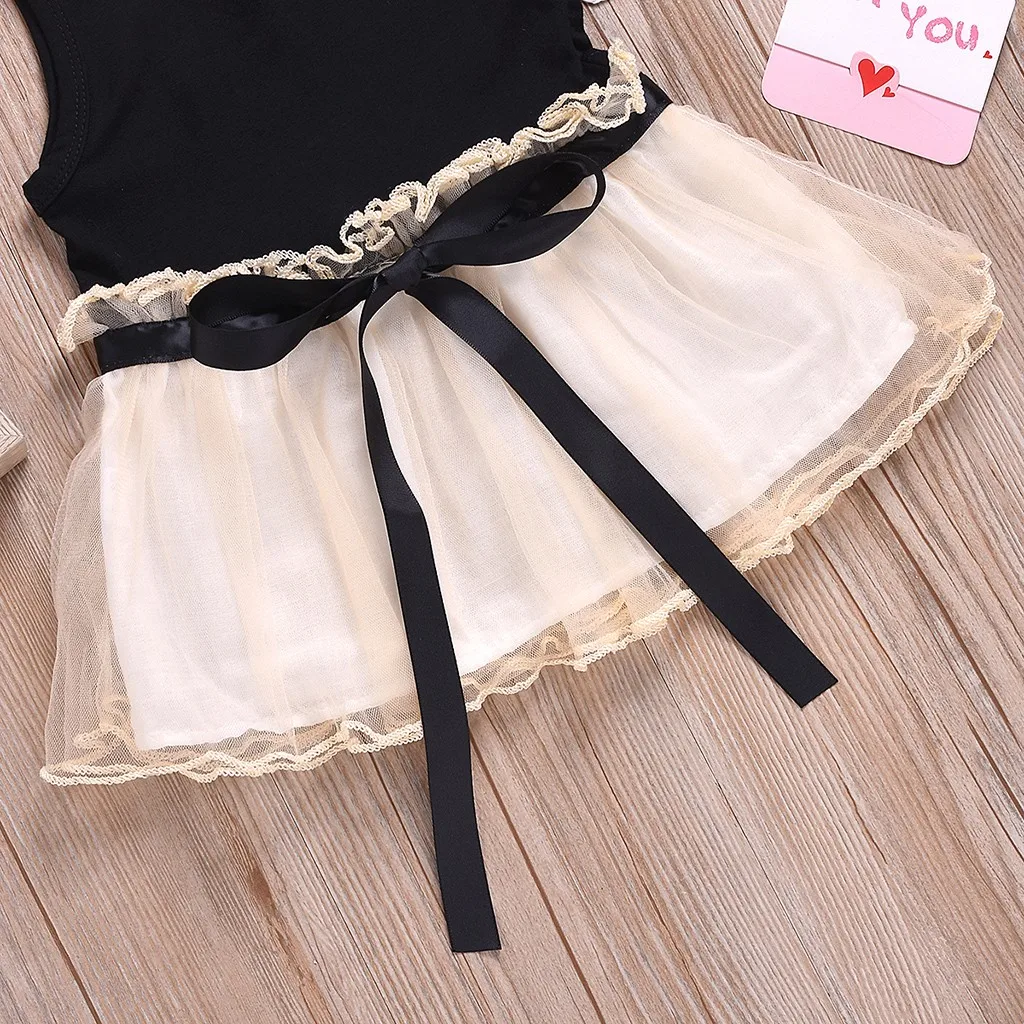 

Summer Fashion Baby Girl Clothes Solid Color Sleeveless Dance Party Princess Dress Casual Patchwork Lace Vest Dresses vestidos