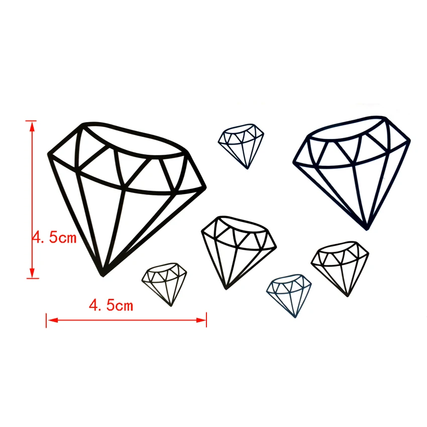 Черная Алмазная Водонепроницаемая временная татуировка Харадзюку боди арт