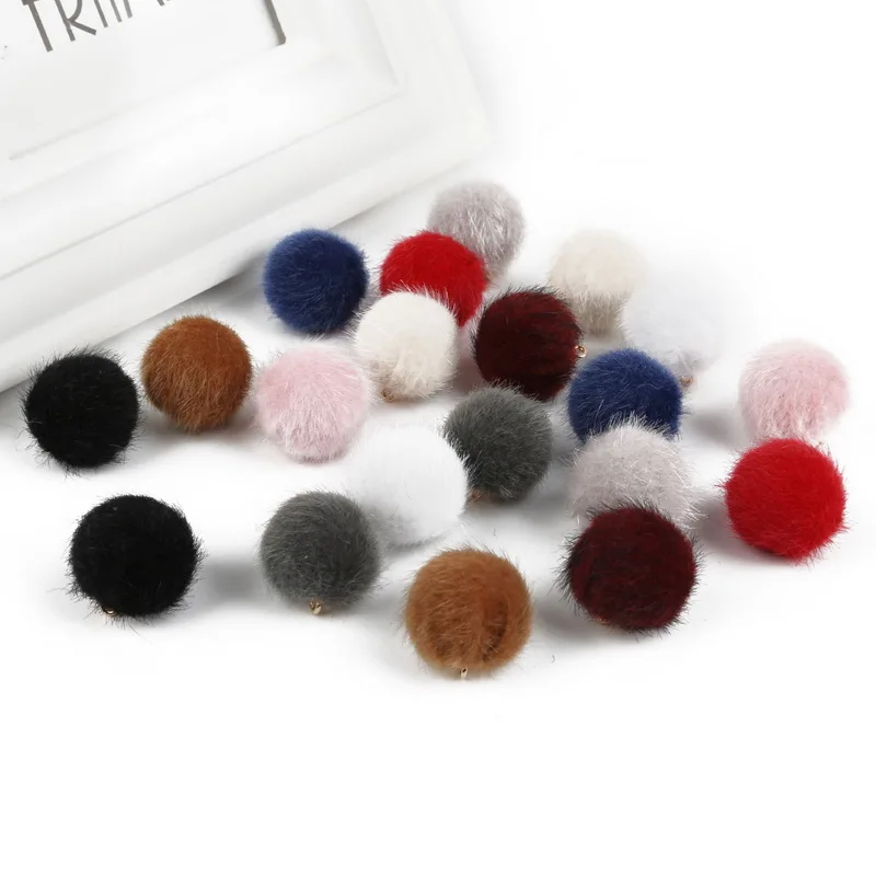20 мм Новое поступление 2017 шармы с меховыми покрытыми бусинами 10 цветов на выбор