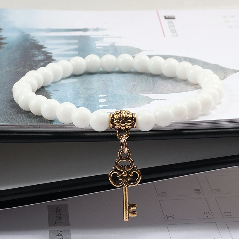 Мужской браслет из натурального камня Шарм Золотой брелок пары расстояние Бусы