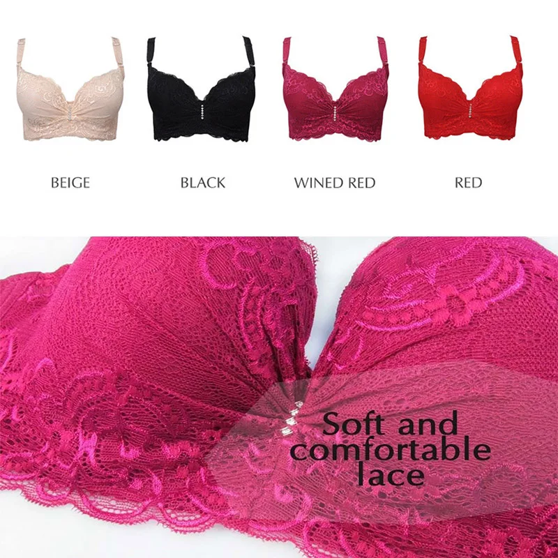 Пикантные Для Женщин Кружевной Бюстгальтер Большие размеры пуш ап бюстгальтер