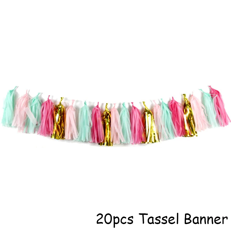 20pcs Tassels Розовый фламинго день рождения декоративная бумага для вечеринок тарелки салфетки чашки Посуда Фламинго Свадебные украшения летние принадлежности для вечеринок - Цвет: 20pcs Tassels