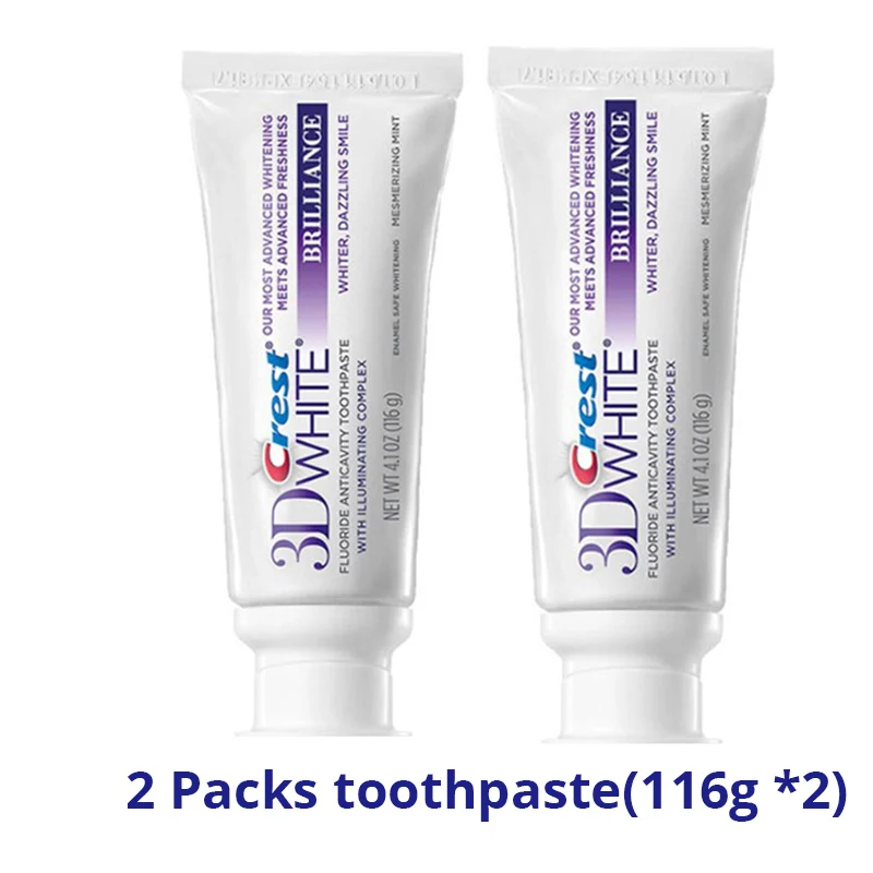 2PCS 3D белая зубная паста для отбеливания зубов, Crest Brilliance Advanced Fluoride Anticavity Complex, гигиена полости рта, зубная паста 116 г - Цвет: 2PCS